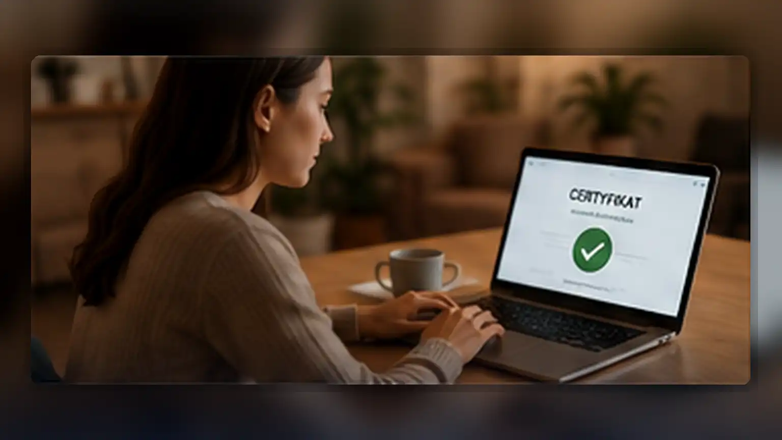 Zdjęcie osoby korzystającej z cyfrowego certyfikatu i ekranu z poświadczeniem kompetencji w kontekście Open Badges.